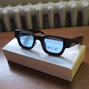Eyekonik "Sembo" Black Sunglasses with Blue Lenses